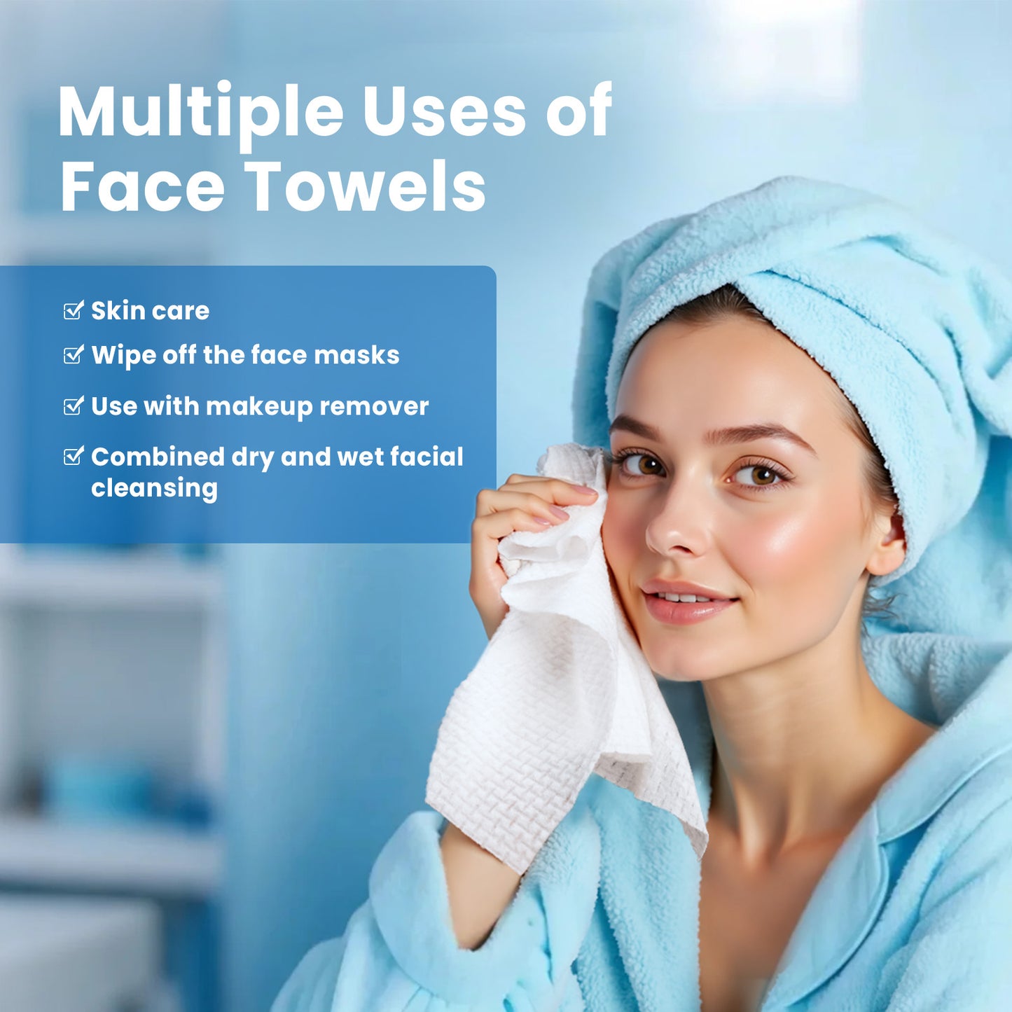 Borje Disposable Face Towels XL, 10" x 12", 100 Count (2 Packs of 50), Ultra Soft & Thick Face Towelettes Disposable, Makeup Remover Wipes for Women Cleansing