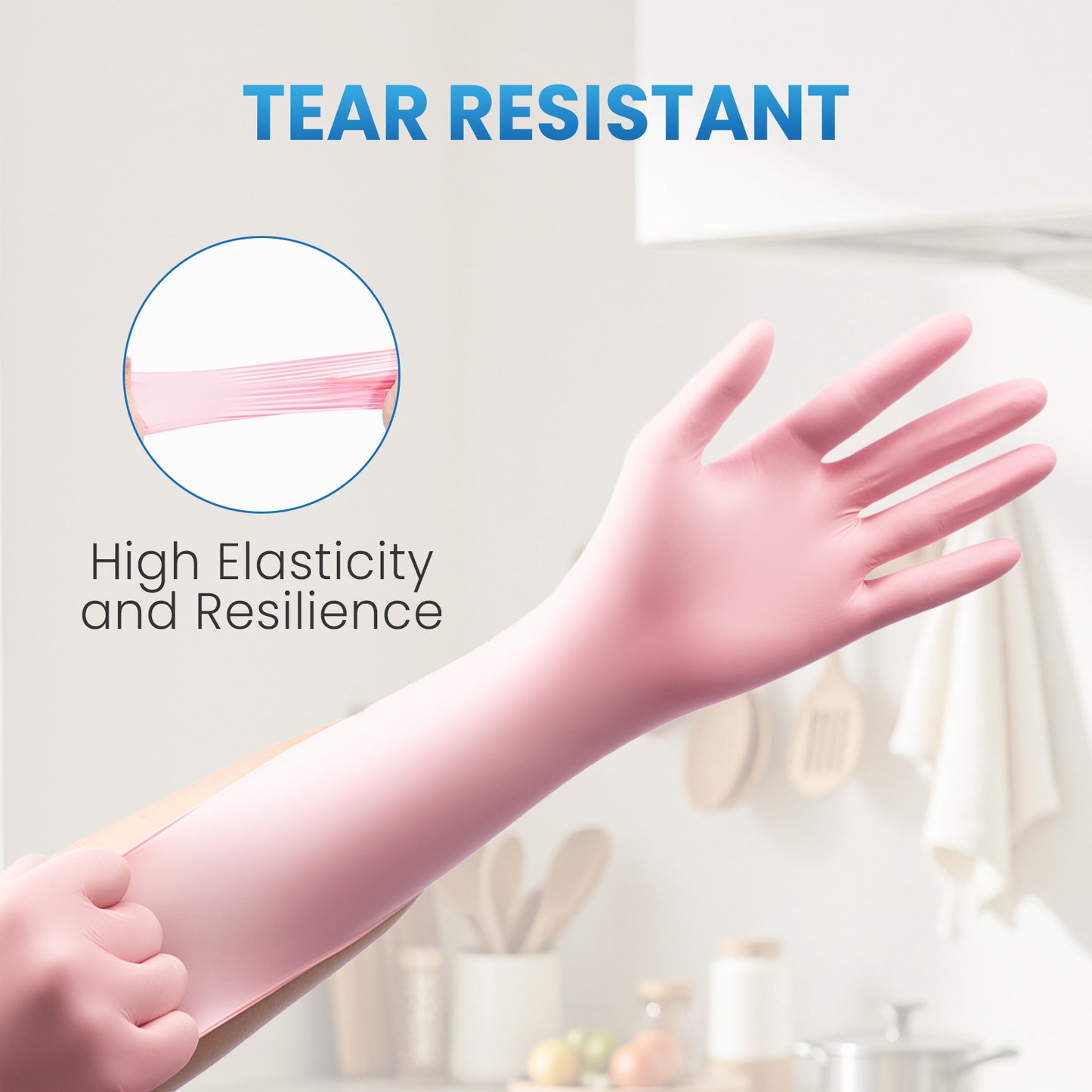 Borje® - 100 Pcs Nitrile Disposable Gloves, Pink, Latex & Powder-Free, Esthetician, Cleaning, Cooking, Food Safe