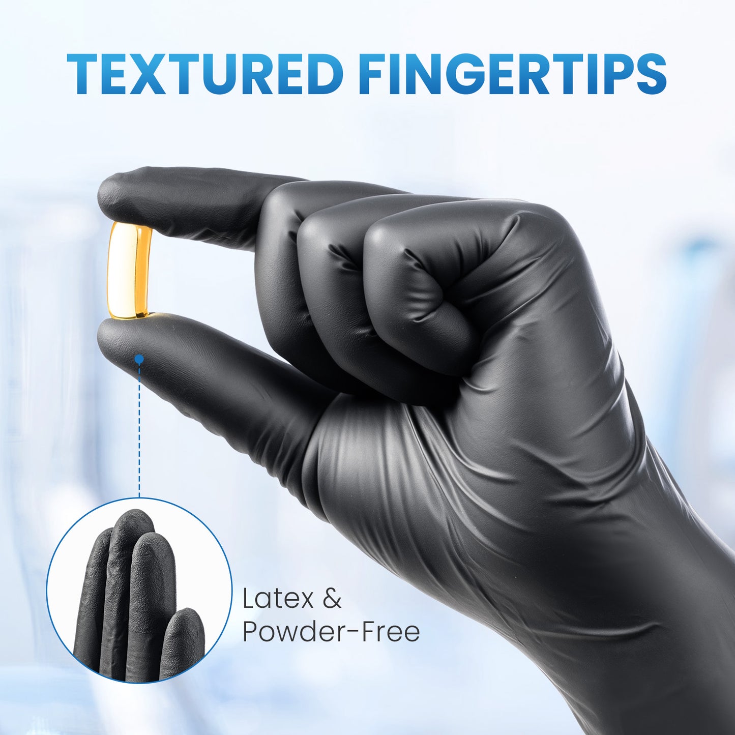 Borje® - 100 Pcs Nitrile Disposable Gloves, 6 Mil, Black, Latex Free, Powder-Free, Mechanic, Food Safe, Cooking, Cleaning