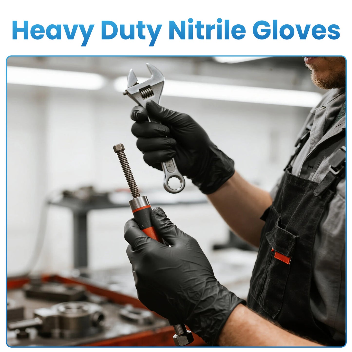 Borje® - 100 Pcs Nitrile Disposable Gloves, 6 Mil, Black, Latex Free, Powder-Free, Mechanic, Food Safe, Cooking, Cleaning