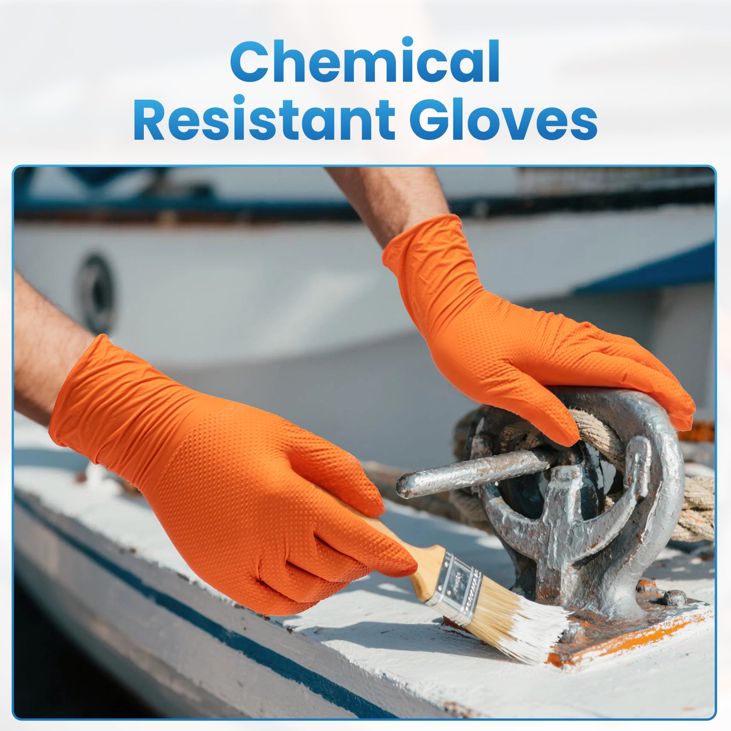 Borje® - 100 Pcs Nitrile Disposable Gloves, 8 Mil, Orange, Latex Free, Powder-Free, Diamond Texture, Mechanic