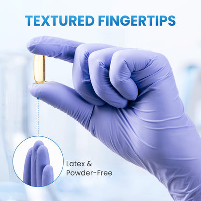 Borje® Nitrile Disposable Gloves, Iris Blue, Latex-Free, Powder-Free, Food Safe, Box of 100