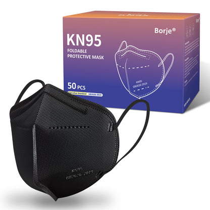 KN95 Face Masks 50 Pcs, 5-Ply Protection Black KN95 Mask