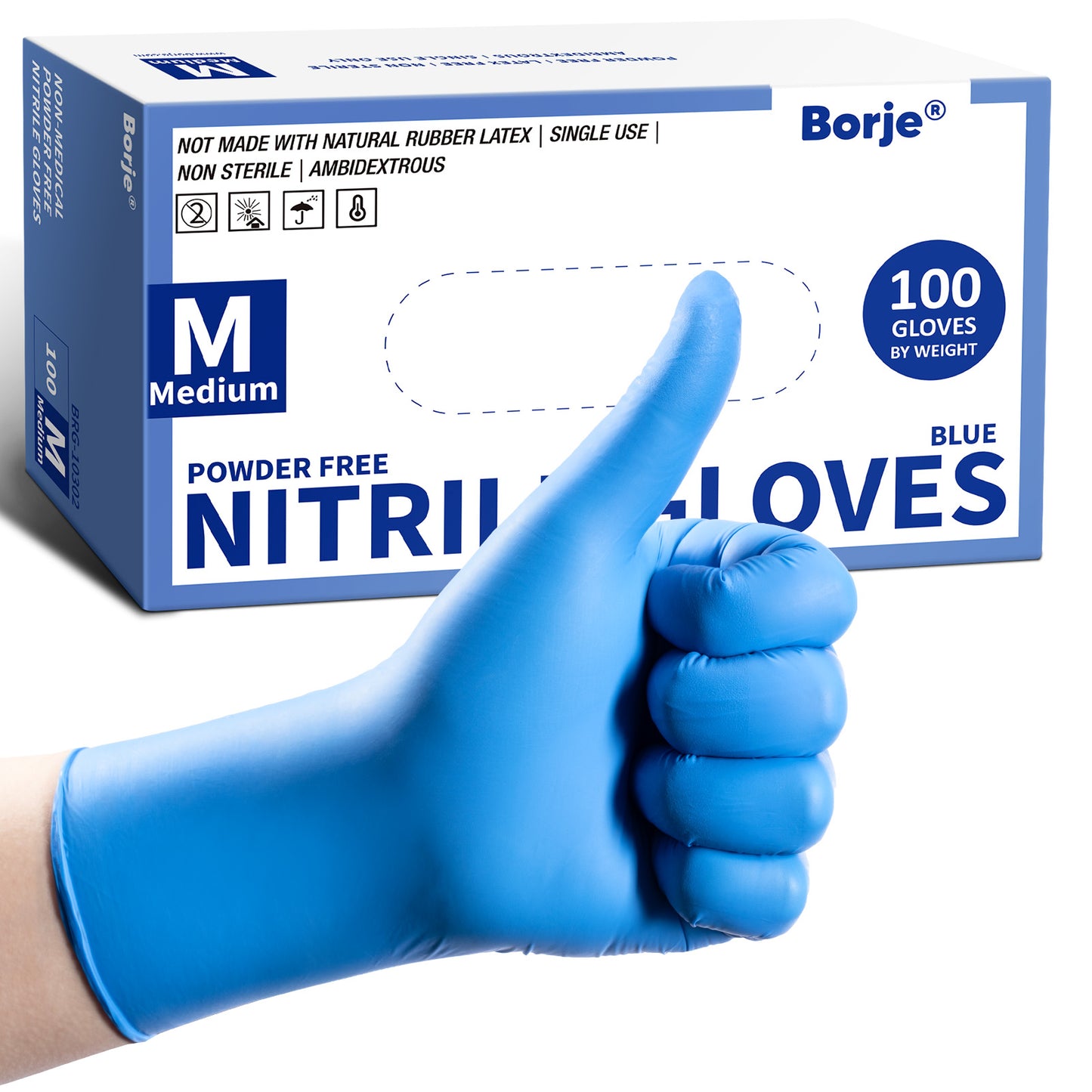 Borje® - 100 Pcs Guantes Desechables Azules Grandes