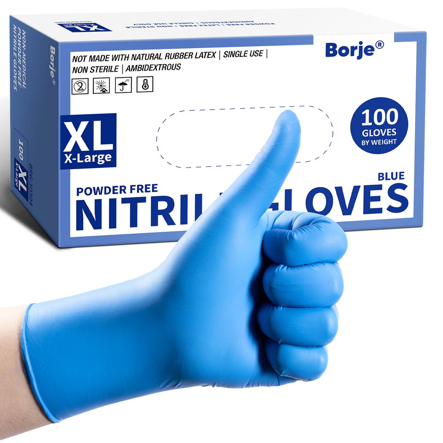 Borje® - 100 Pcs Guantes Desechables Azules Grandes
