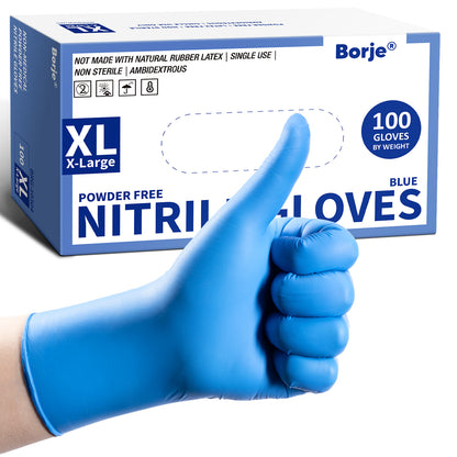 Borje® - 100 Pcs Guantes Desechables Azules Grandes